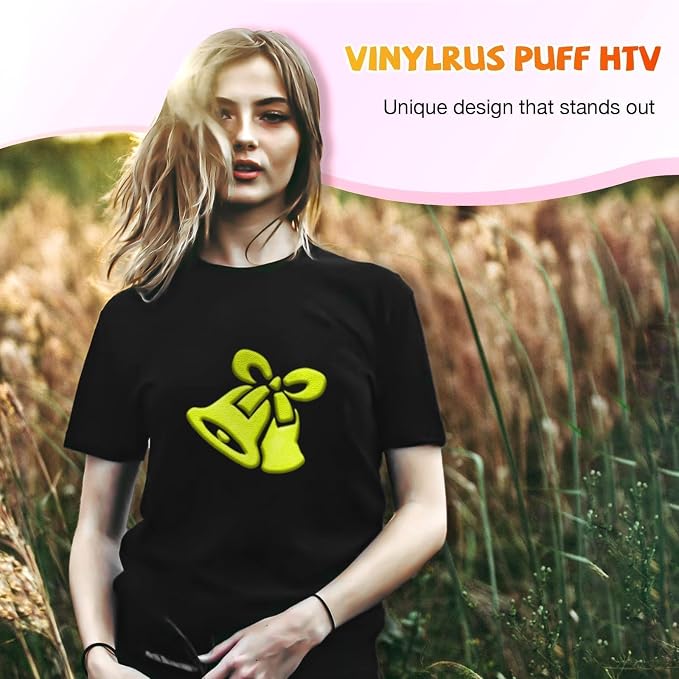 VinylRus Puff Vinyl Heat Transfer 3D -12” x 6ft Neon Yellow Puff Iron on Vinyl