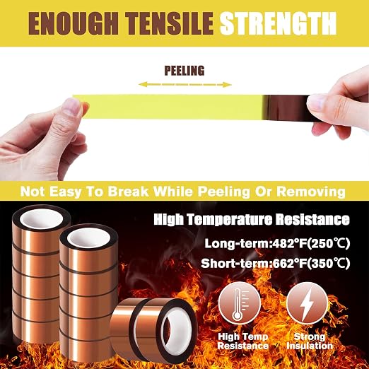 MEBMIK 12 Rolls 20mm x16m Heat Tape High Temperature Heat Resistant Tape Heat