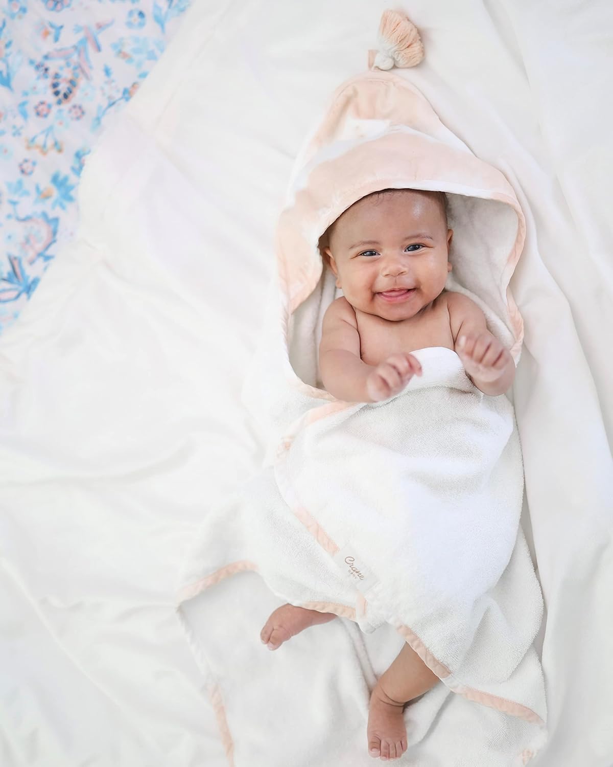 Crane Baby Hooded Towel - 100% Cotton & Terry Cloth, Pink Tie-Dye, 30" x 30", Hooded Baby Beach & Bath Towel