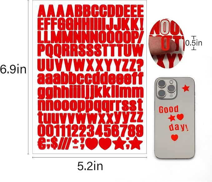 Letter Stickers, Mailbox Numbers, 0.5 Inch Waterproof Vinyl Alphabet | 1/2 Inch