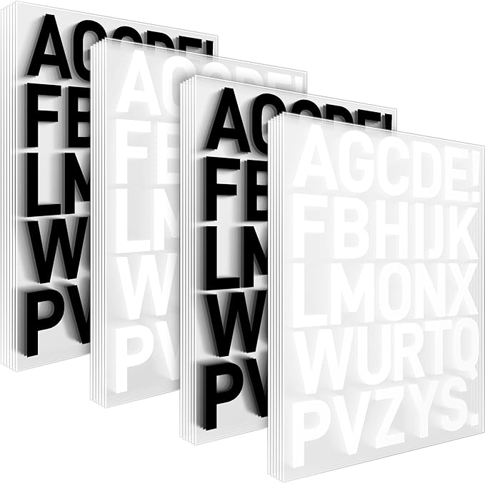 24 Sheets Black and White Iron On Letters