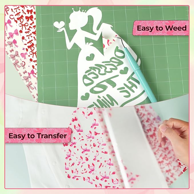HTVRONT Pink Bow Heat Transfer Vinyl
