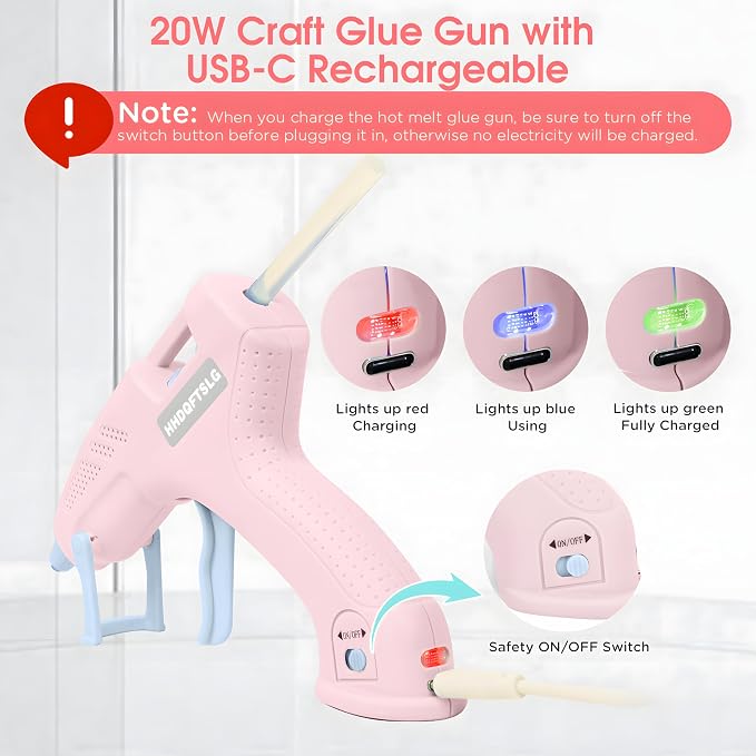 Cordless Hot Glue Gun, Fast Preheating