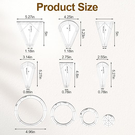 10 Pcs Quilting Templates, Reusable Acrylic Quilting Rulers Set