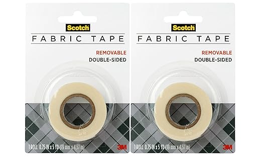 Scotch Removable Fabric Tape, 3/4 in x 180 in, 2 Rolls – Double-Sided No-Sew