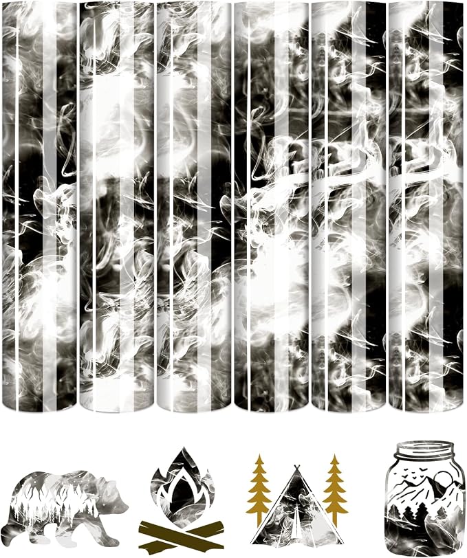 Tintnut Black Grey Flame Heat Transfer Vinyl, stretch washable, suitable