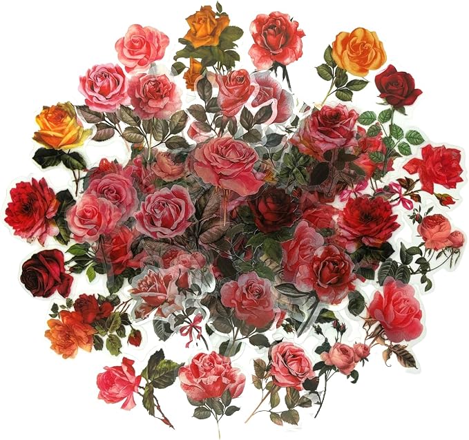 100Pcs Small Rose Stickers Vintage