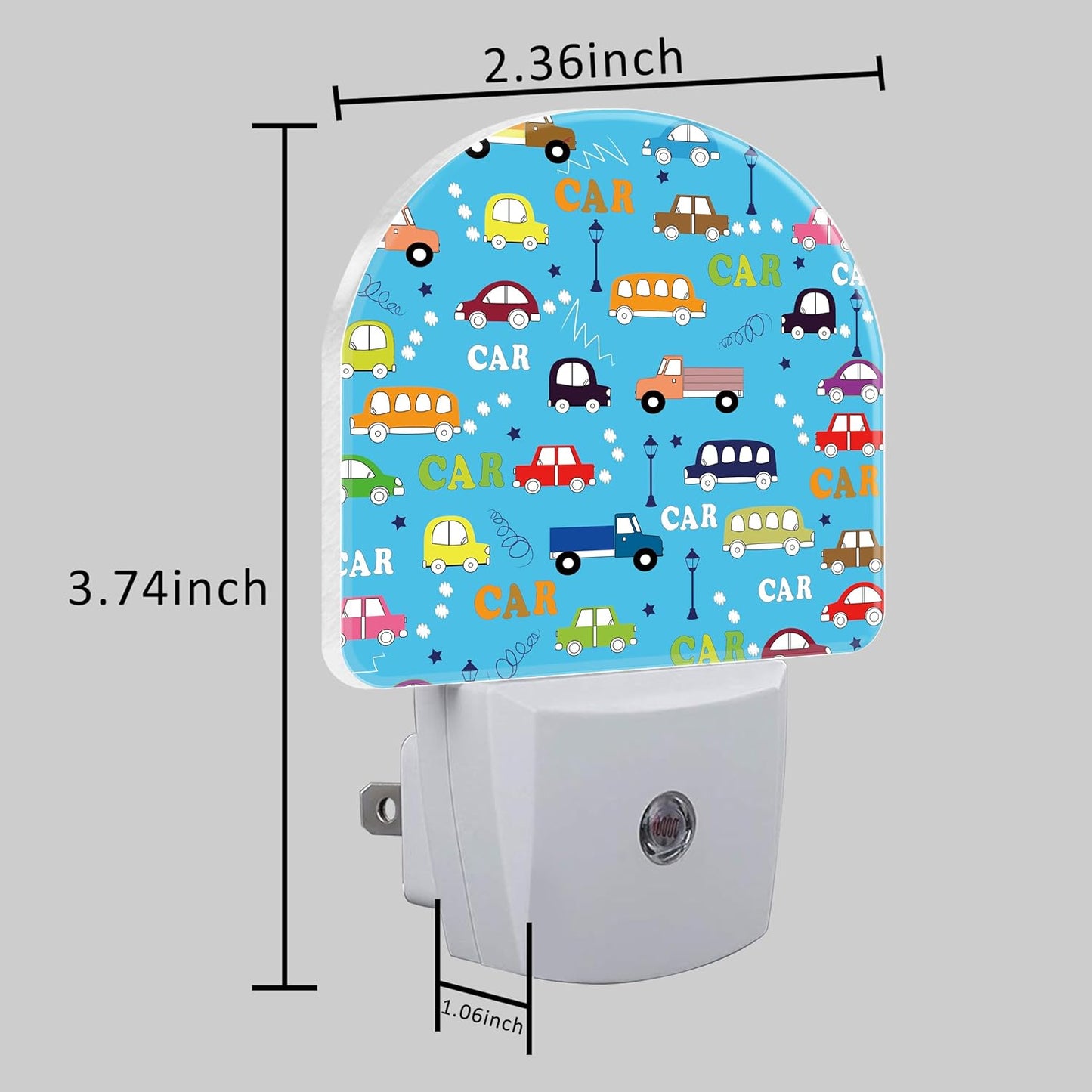 Cartoon Traffic Cars Night Light for Kids, LED Night Light Plug into Wall with Dusk to Dawn Sensor for Girls Boys Women Men Room Decor, Hallway, Kitchen, Bathroom, Nursery, Stairs