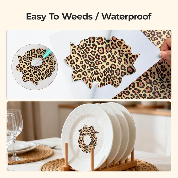 HTVRONT Leopard Permanent Vinyl 10 Pack Compatible