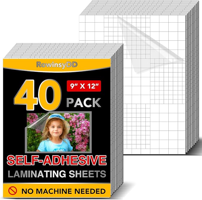 RowinsyDD 40 PCS Self Laminating Sheets, Self Adhesive Laminating Sheets | 8.5