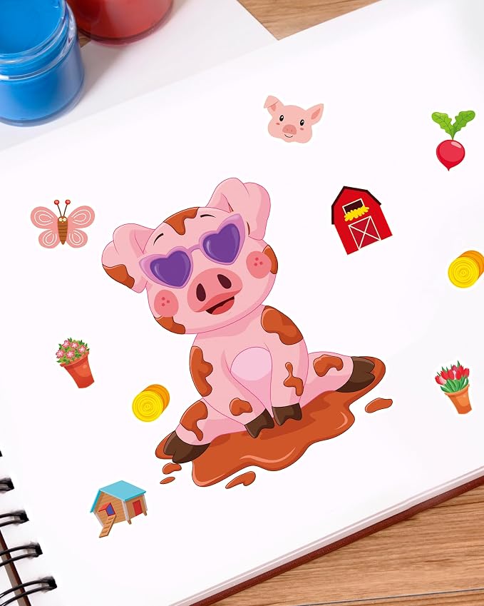 Aowplc 48 Sheets Farm Animal Make‑a‑Face Stickers