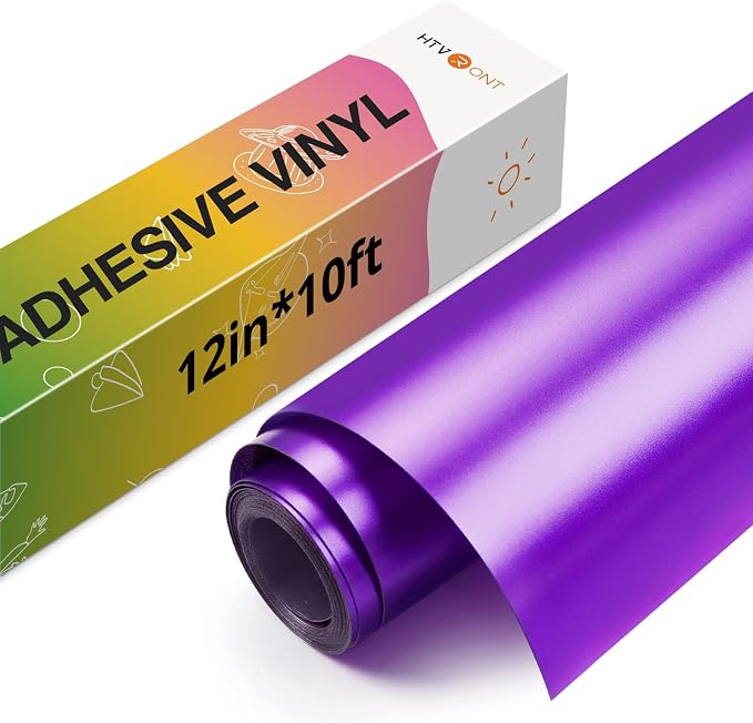 HTVRONT Purple Metallic Vinyl, 10FT x 12" Matte Purple Permanent Vinyl Roll |