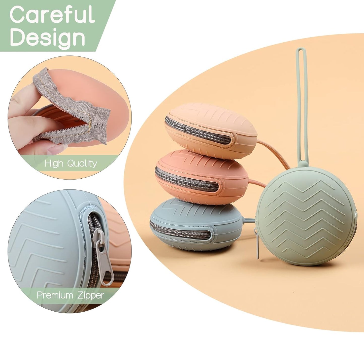 2-Pack Silicone Pacifier Holder Case - BPA-Free Pacifier Holder Pouch for Baby Boys & Girls- Portable & Dishwasher Safe Soother Container for On-The-Go Use (Sage/Tradewinds)
