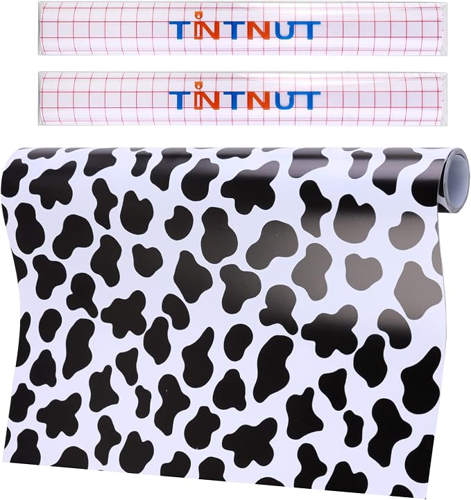 Tintnut Cow Spots Permanent Vinyl Cowhide Adhesive Vinyl Roll 12in x 5ft |