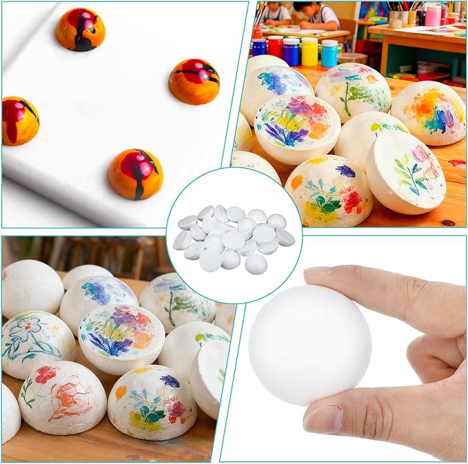 Jeffdad 24 Pcs Half Foam Balls, 1.4 Inch Half Round Styrofoam Foams Ball |