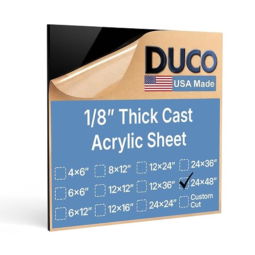 Duco Black Cast Acrylic Sheets 1/8" Thick 24" x 48"