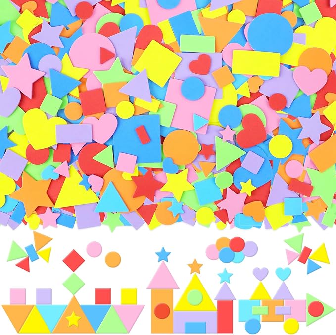 810Pcs Foam Stickers Foam Shape Stickers Colorful Self Adhesive, 8 Colors Heart