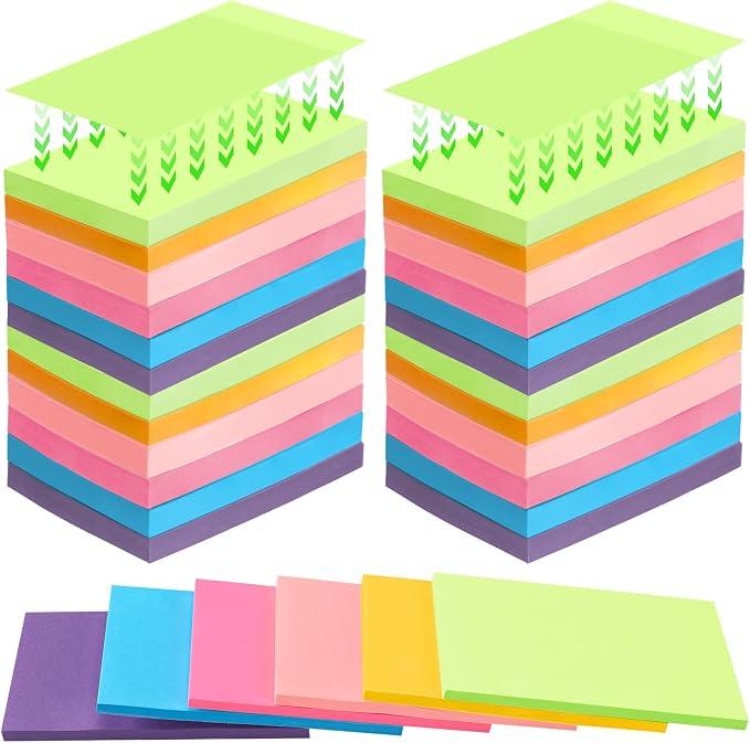 Kajaia 24 Pads Full Adhesive Sticky Notes Colorful Sticky Notes Adhesive Memo