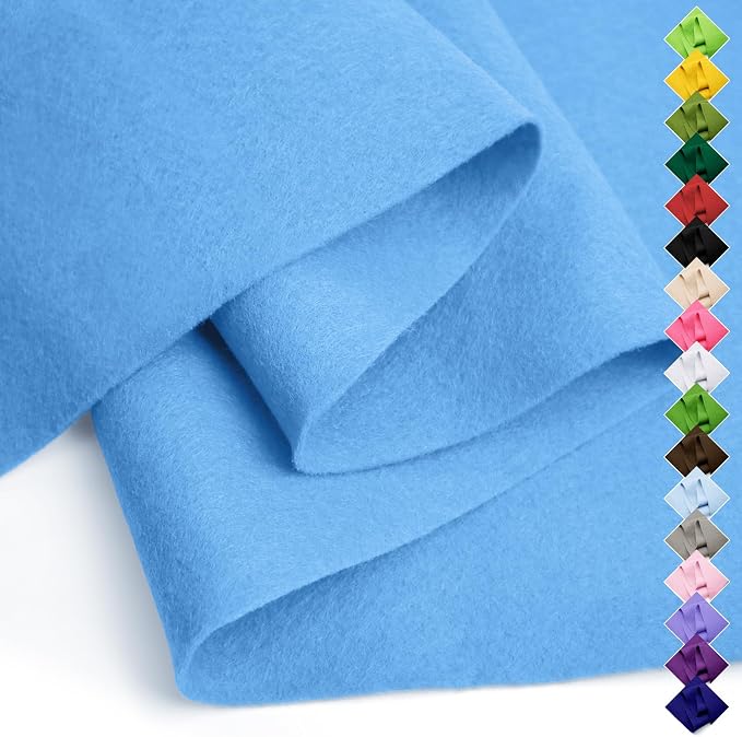 Soft Felt Fabric Sheet 18" x 36", 1.6mm Acrylic Craft Felt, Sky Blue | Soft
