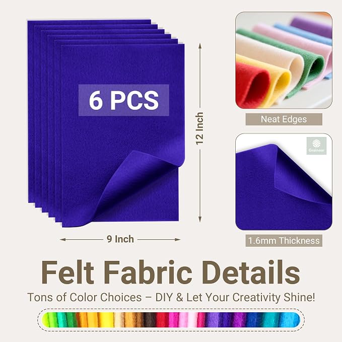 Royal Blue Soft Felt Sheets for Crafts, 1.6mm Thick, Kids' Crafts, DIY Projects