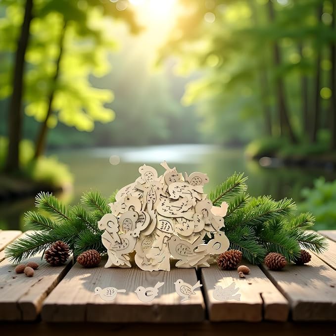 50Pcs Holiday Crafting Supplies and DIY Handmade Ornaments, Natural Unfinished