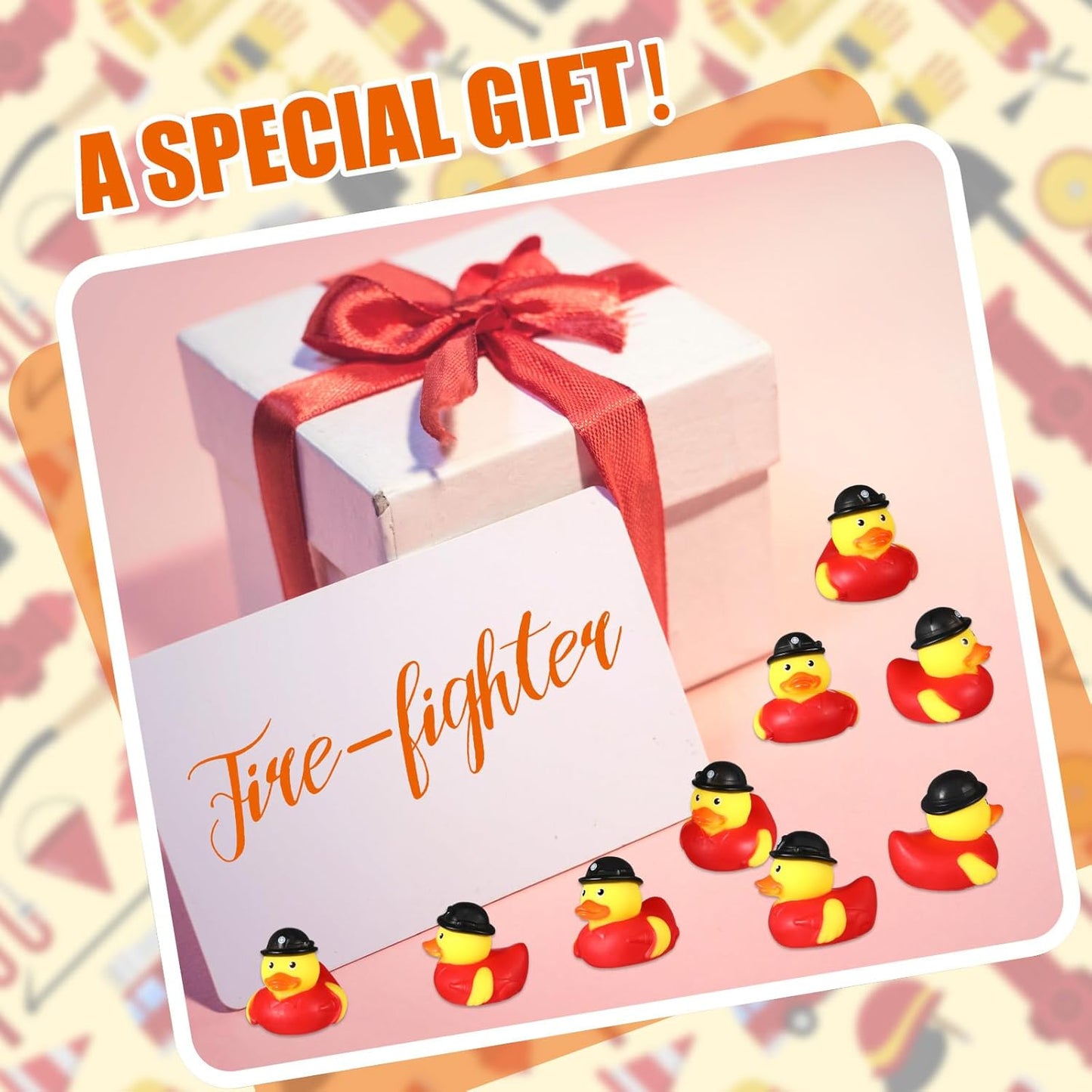 Sotiff 24 Pcs Firefighter Rubber Ducks Bulk 2 Inch Fireman Rubber Ducky for Firefighter Party Favors Birthday Party Gifts Beach Summer Bath Tub Pool Float
