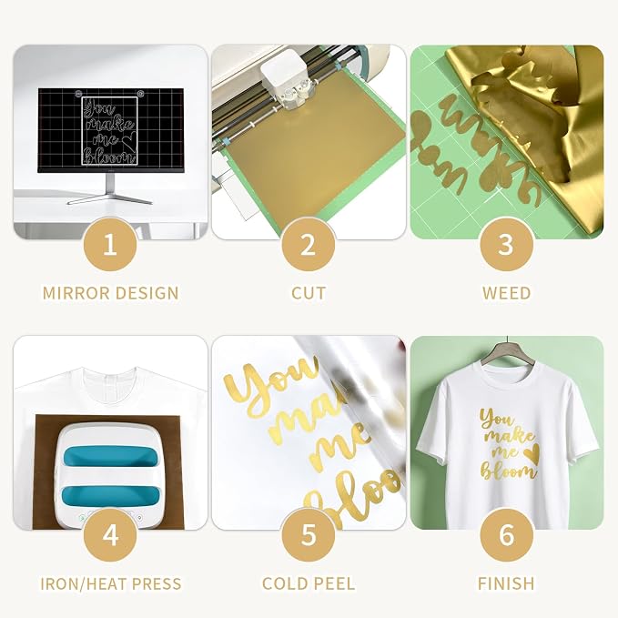 Gold HTV Iron on Vinyl Rolls, Silhouette or Heat Press Machine