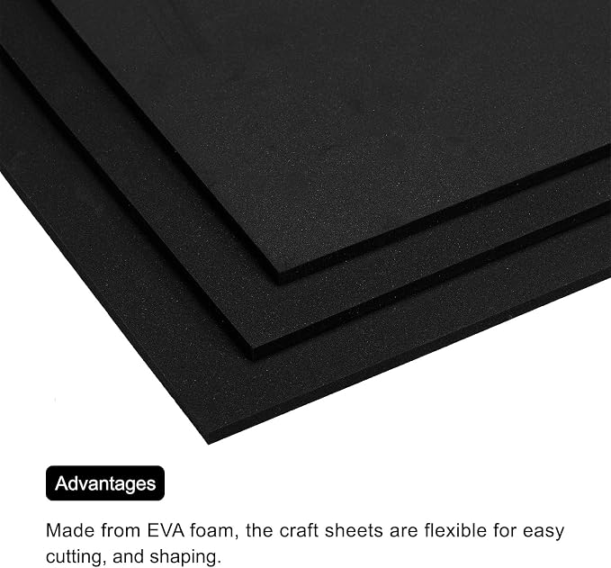 MECCANIXITY EVA Foam Sheets Black 9.8 Inch x 9.8 Inch 5mm Thick Crafts Foam