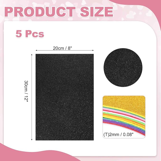 MECCANIXITY 5 Sheets Black Shiny Foam Sheets