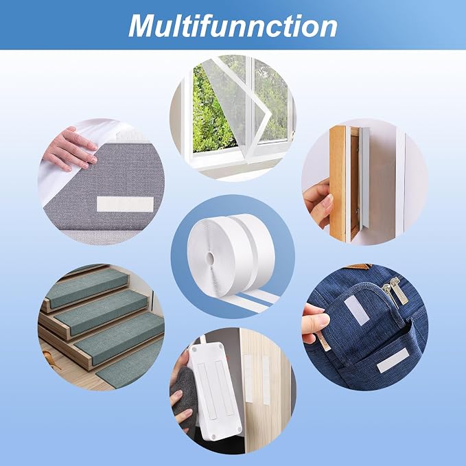 2''×27Ft White Heavy Duty Hook And Loop Tape Adhesive, No Punching Picture Wall