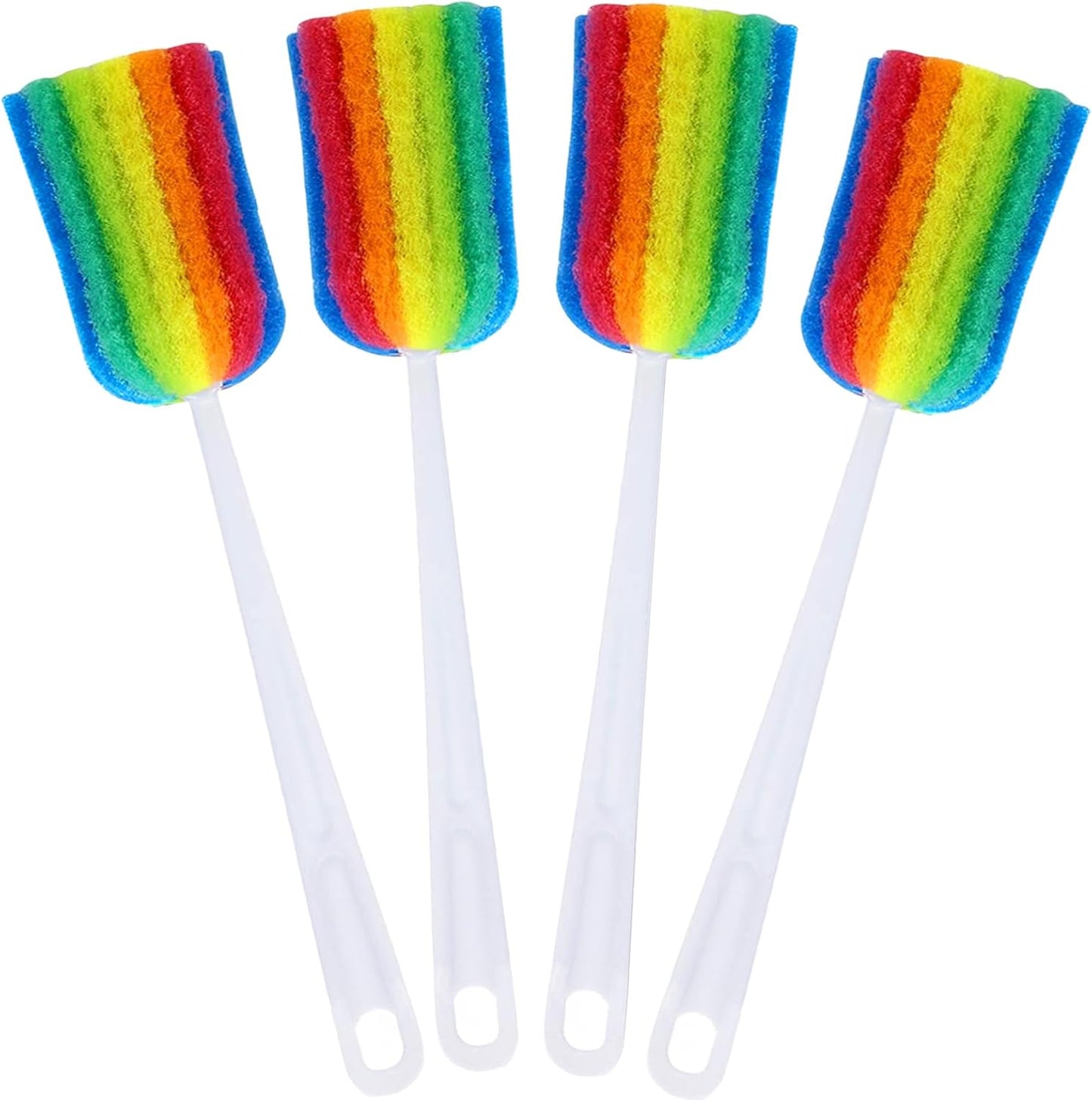 Bottle Brush Cleaner 4PCS Sponge Cleaning Brushes Long Handle Scouring Pad Scrub Brushes for Kitchen Clean Baby Bottle Glasses Mugs Cups (4 PCS)