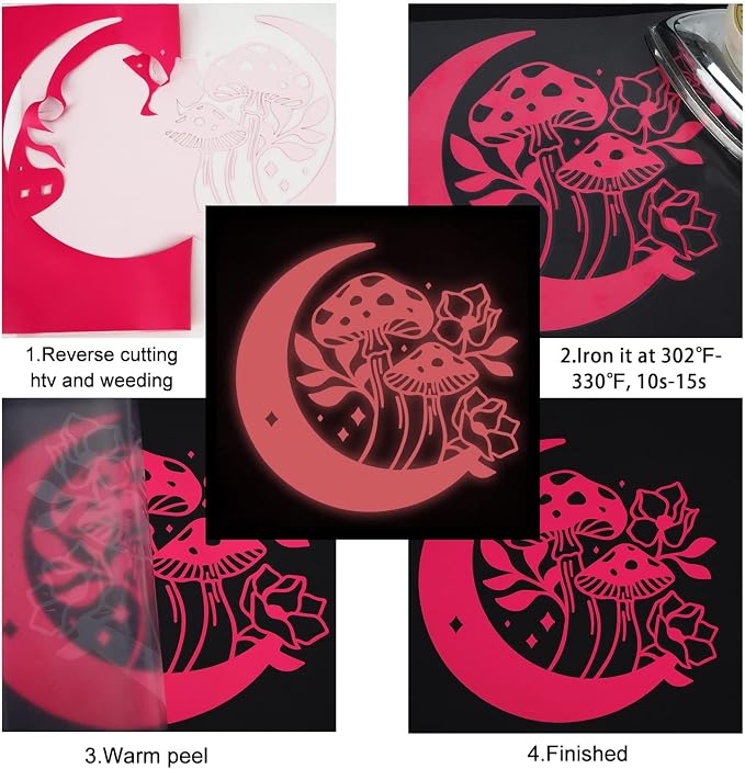 FUNKAKA Glow in The Dark Heat Transfer Vinyl Roll, Glow in The Dark HTV Vinyl