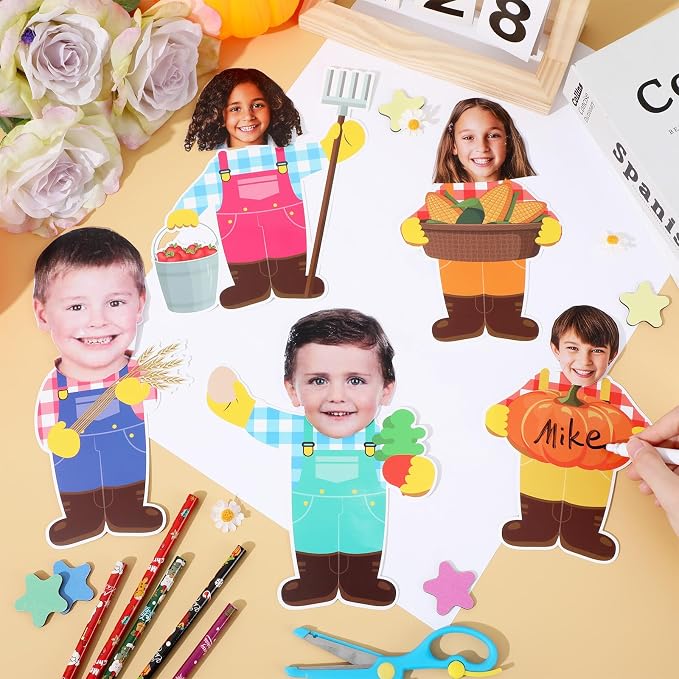 gisgfim 80Pcs Farm Animal Farmer Cutouts Back to School Decorations Bulletin
