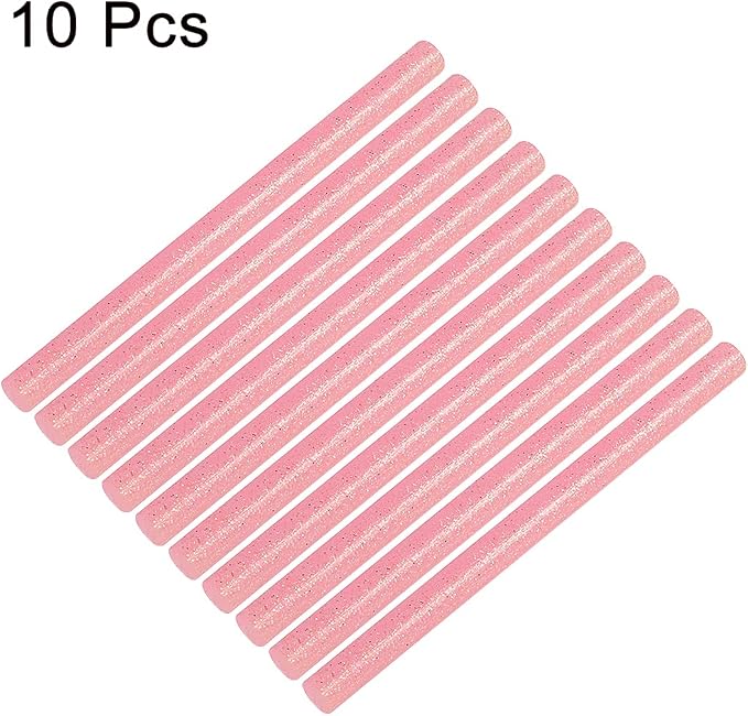 uxcell Mini Hot Glue Sticks for Glue Gun 0.27-inch x 4-inch Pink Glitter 10pcs