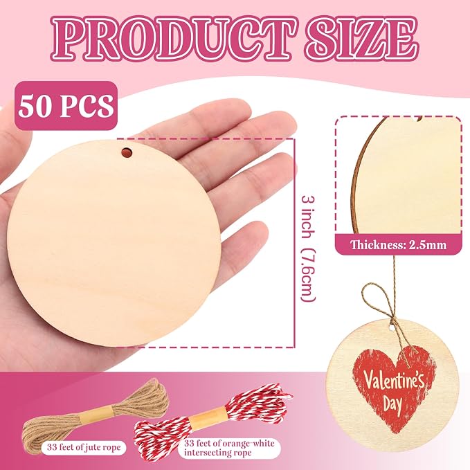 FSWCCK 50 PCS 3 Inch Wood Circles