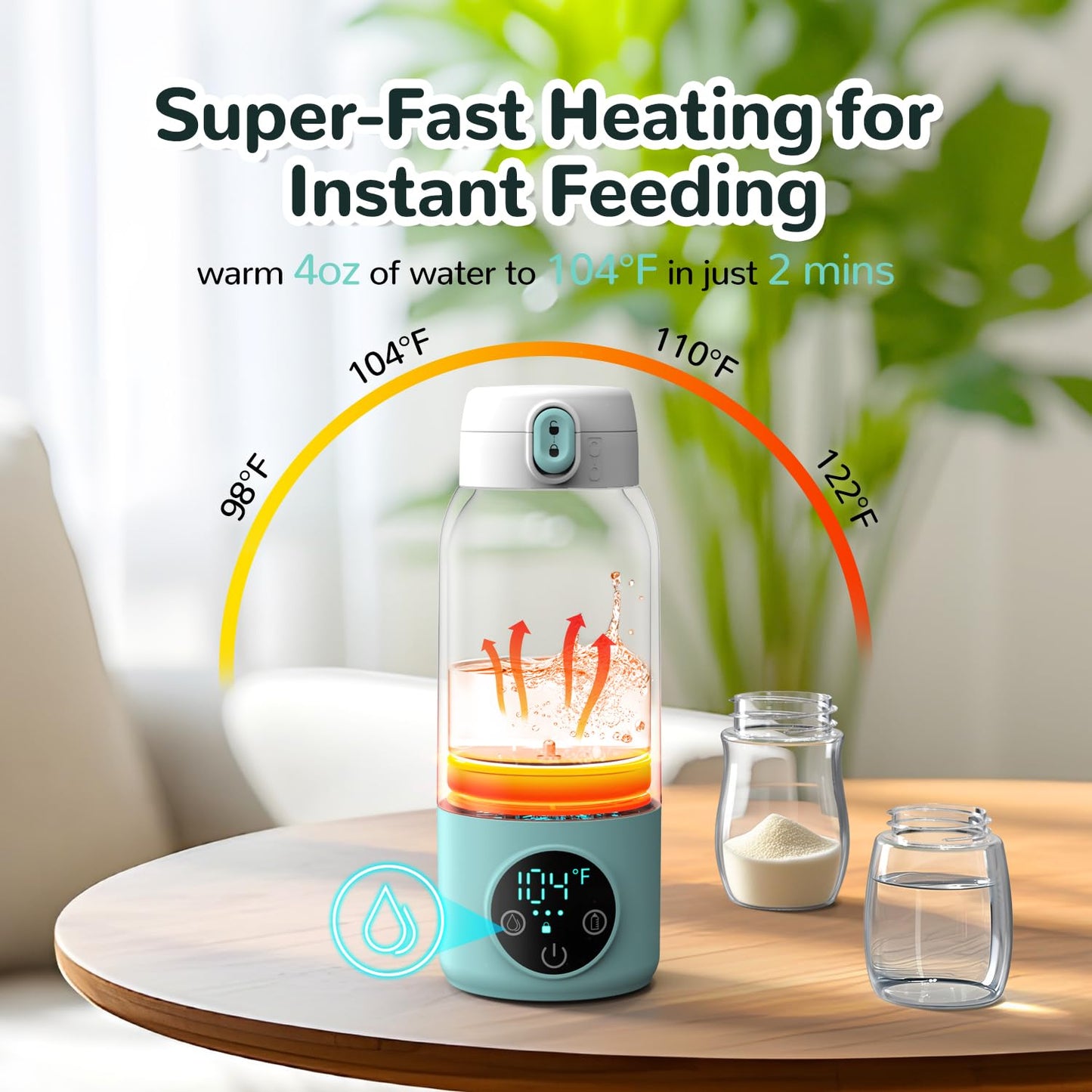 Portable Bottle Warmer for Travel – 2025 Upgrade Dual Heating Modes for Breast Milk & Water, Milk Warmer for Baby with Fast Heating,17oz Large Capacity Suitable for Outdoor, Airplane, and Car