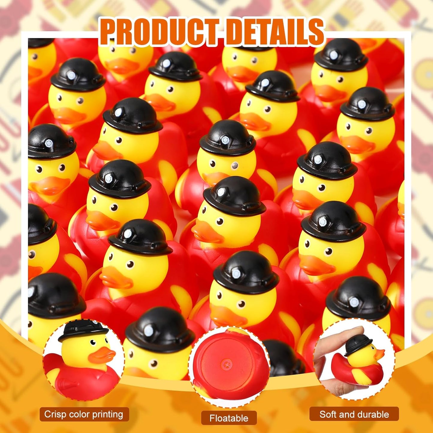 Sotiff 100 Pcs Firefighter Rubber Ducks Bulk 2 Inch Fireman Rubber Ducky for Firefighter Party Favors Birthday Party Gifts Beach Summer Bath Tub Pool Float