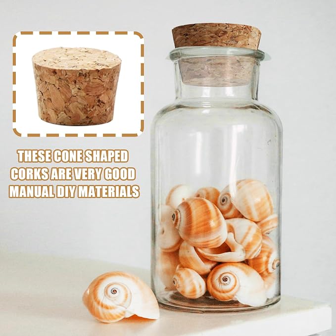 Uenhoy 30 Pcs Soft Wood Corks 6 Size, Wooden Tapered Cork Plugs Wine Bottle