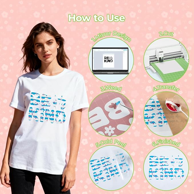 HTVRONT Floral HTV Heat Transfer Vinyl, 11 Packs Iron on Vinyl