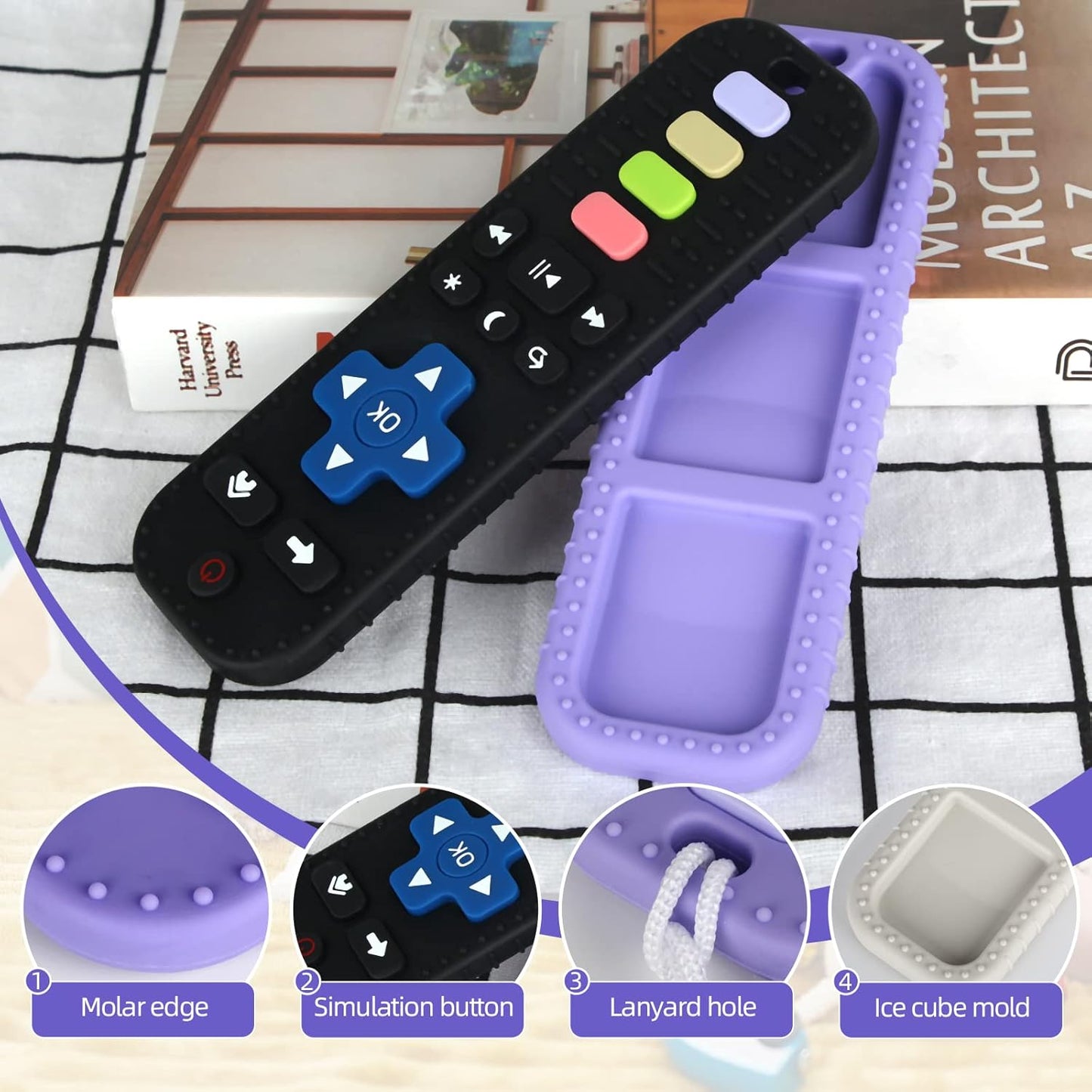 Chuya Silicone Baby Teether Chew Toy for Babies 3-24 Months, Teething Relief Baby Toys for Infants Remote Control Shape (3 Pack)