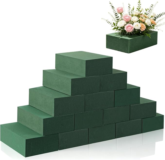 20 Pcs Floral Foam Blocks for Flower Arrangements 5.5"L x 3.1"W x 1.5"H | Green