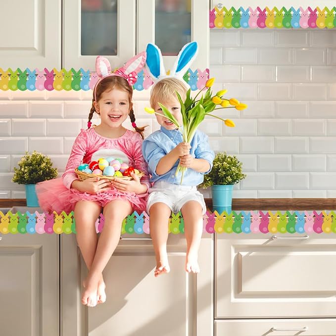 69Ft Easter Bulletin Board Borders Bunny Die-Cut Border Trim