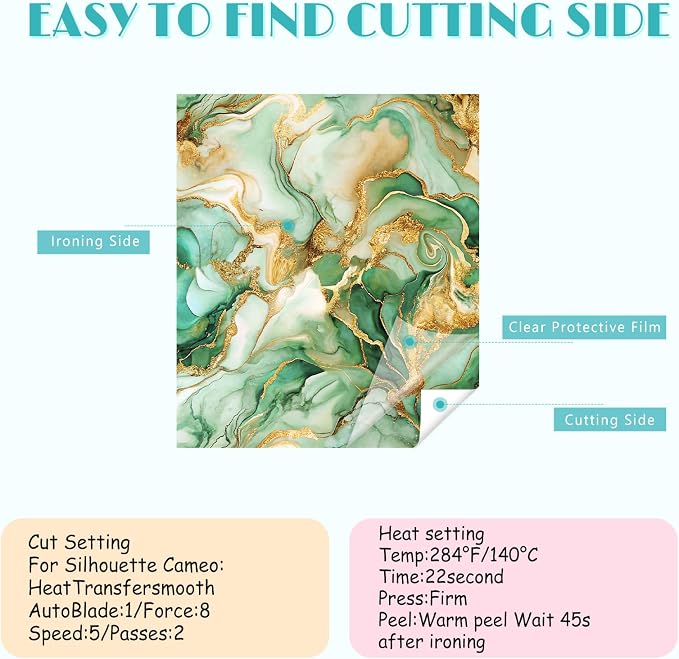 HTVSTD Marble HTV Heat Transfer Vinyl 10Sheets 12×10in Iron on Vinyl | Colored
