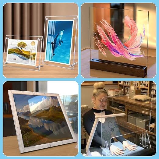 4 Pieces 12" x 16"Clear Acrylic Sheet Cast Plexiglass 1/8”Thick Plexiglass