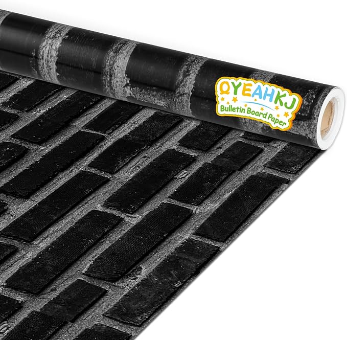 Black Brick Wall Bulletin Board Paper Roll Vintage Theme Stone Brick Bulletin