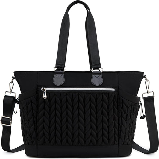 Diaper Bag Tote, Large Tote Baby Diaper Bag with 15.6" Laptop Compartment and Insulated Pockets, Crossbody Hospital Bags