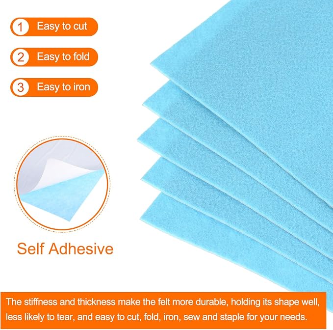 MECCANIXITY Adhesive Felt Sheets, Felt Fabric Crafts Back Adhesive Felt Sheets