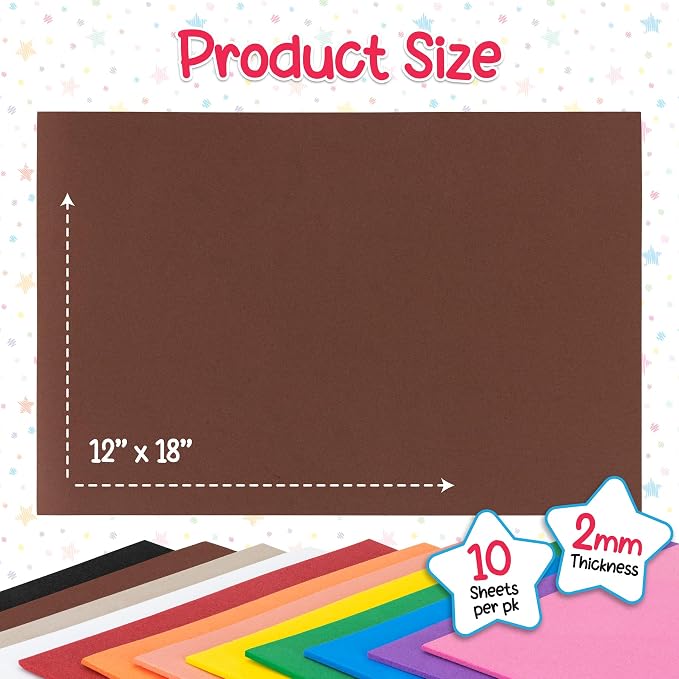 Hygloss Sheets Colorful Foam for DIY Arts & Craft, 10 Piece