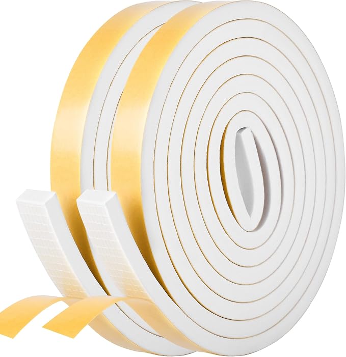 Kikerike Self Adhesive Foam Tape Weatherstrip 3/4in x 3/8in x 20Ft High Density