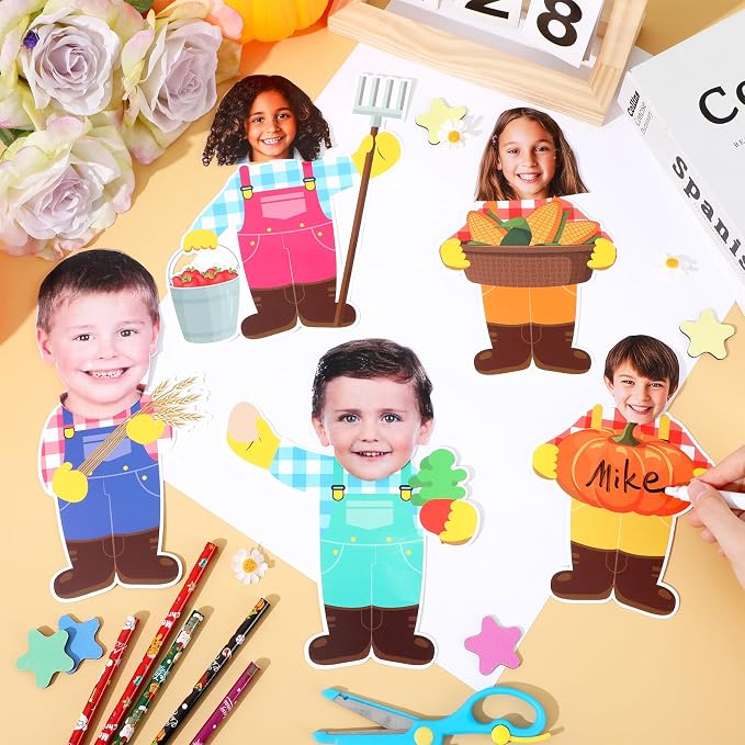 160Pcs Farm Animal Farmer Cutouts Back to School Bulletin Board Decoration Set
